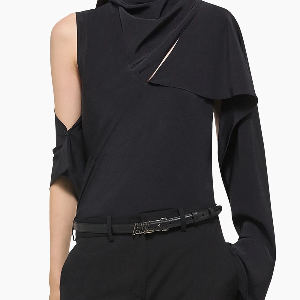 $545 NWT Helmut Lang Black Scarf Blouse